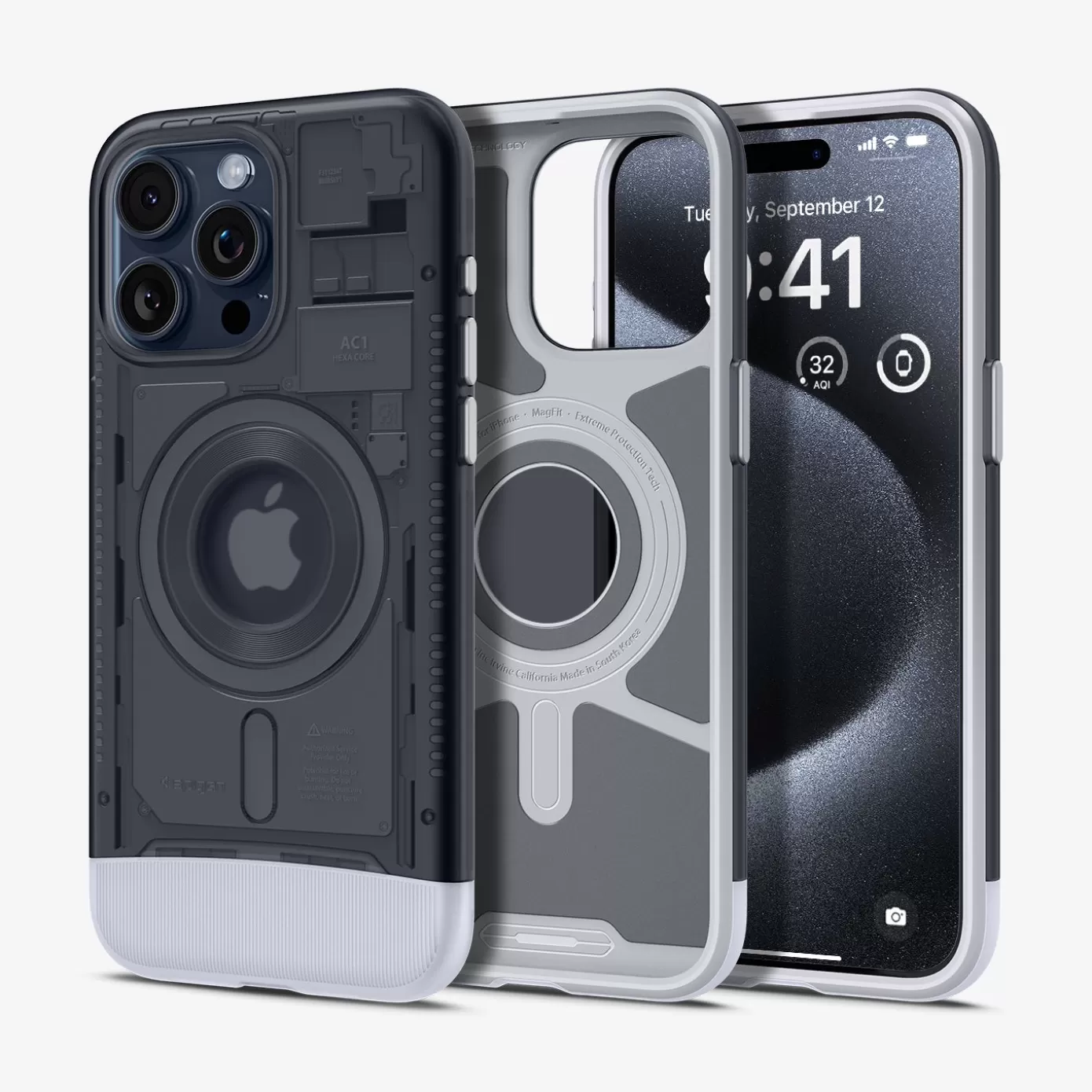 Spigen Iphone·Iphone 15 Pro Max | Iphone·Iphone 15 Pro | Classic C1 Wallet Set (MagFit) Graphite